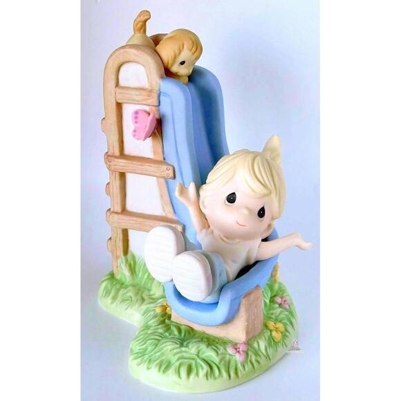 Precious Moments A Love That Keeps On Growing Girl on Swing Puppy Figurine 1993